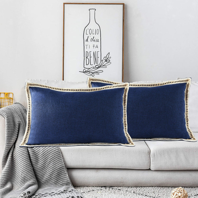 Tappahannock Square Pillow Cover (Set of 2) Dovecove Color: Navy, Size: 20 H x 20 W