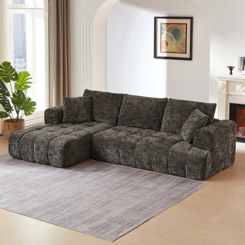 Canapé modulaire en L surdimensionné, Face à la gauche, Chenille brun