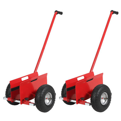 Panel Dolly 2-Piece Set, 600 lb Capacity Sheet Transporter w/ Adjustable Clamp 0-9.5 in, 10 in Solid Wheels, 40 in Handle, Red
