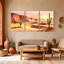 «Landscape & Nature Desert Landscape with Cactus and Sunset», ensemble de 3 impressions sur toile-10964480