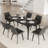 6 Seat Modern Stone Dining Table Set With Faux Leather Side Chairs, 7-piece Dining Set-111464707-111464709
