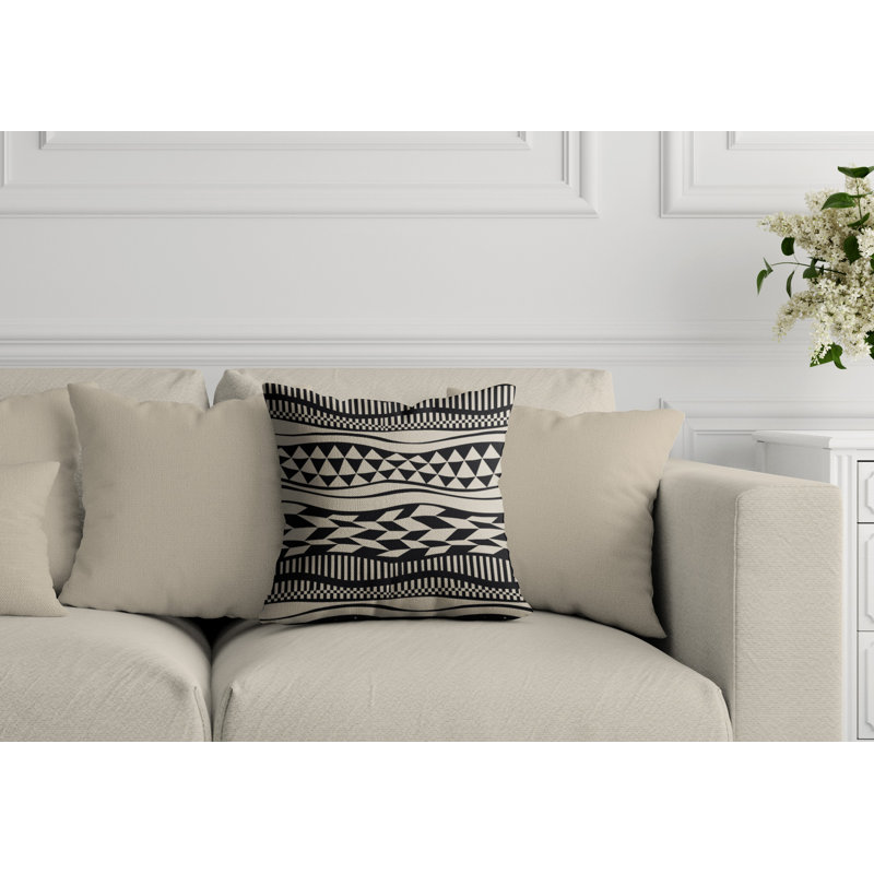Housse et insert de coussin d'extérieur carré Kisi, L 15 po x H 15 po, Noir