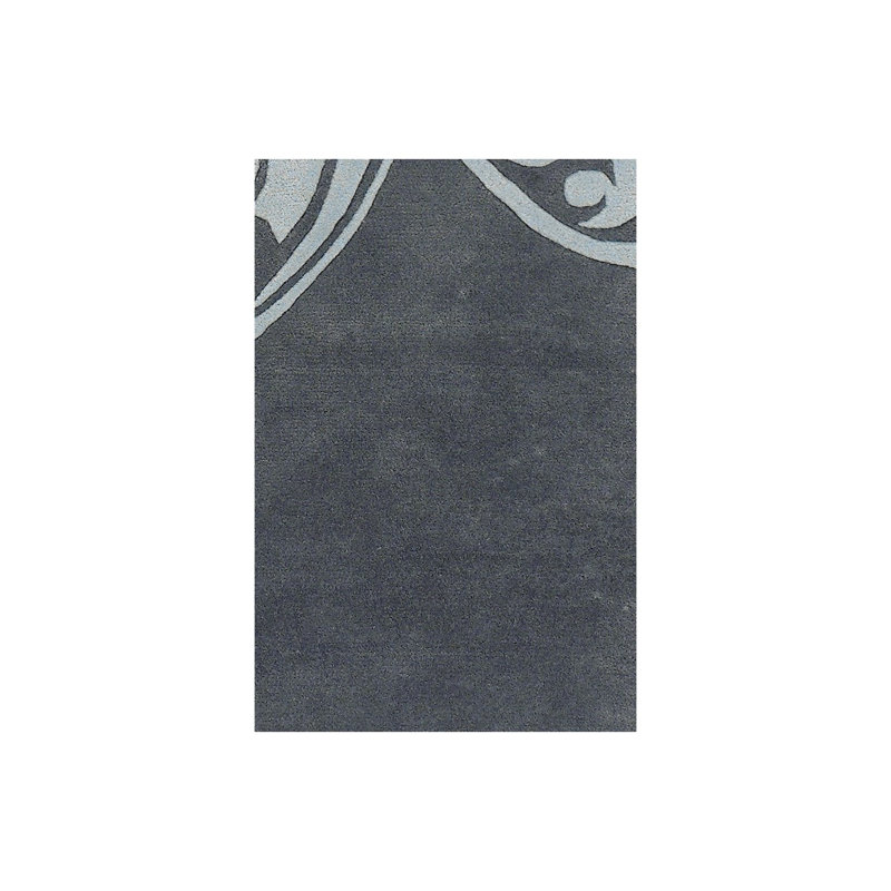Mikilah Authentic Hand-Tufted Handcrafted Light Blue & Gray Blue High-Low Floral Wool Area Rug, Round 7'9"