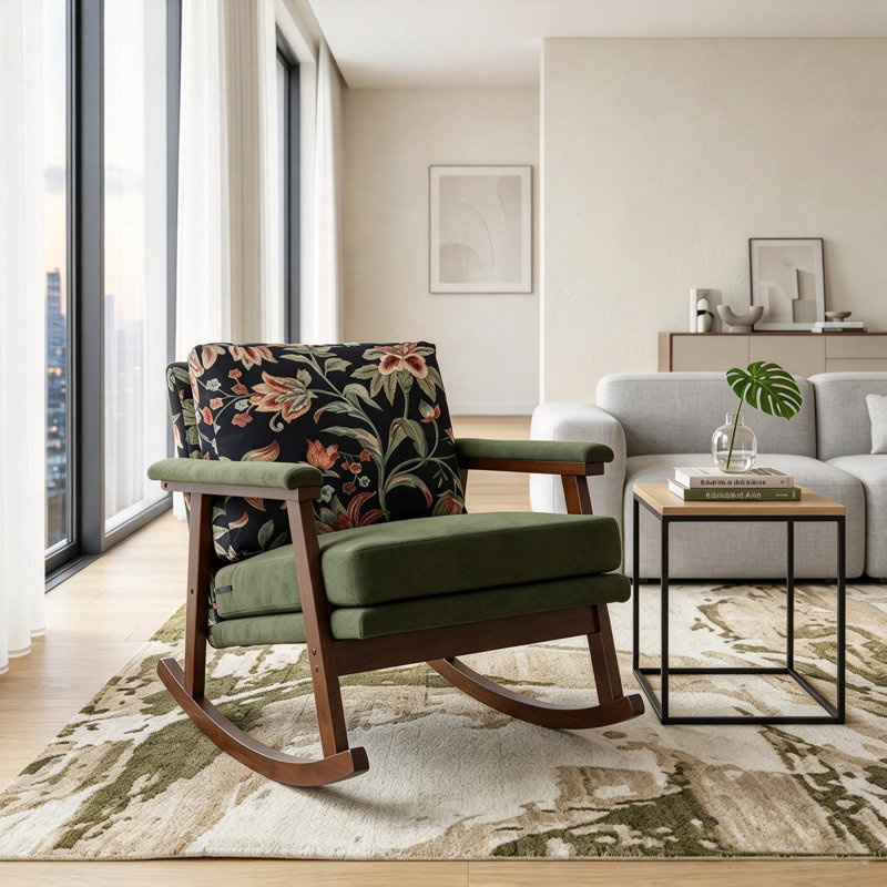 Chaise berçante moderne Mid-Century, Vert