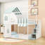 Lit superposé en bois avec escalier de rangement et tablettes-129879507
