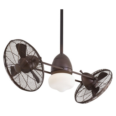 Ventilateur de plafond double DEL 42 po à 6 pales avec commande murale et ensemble d'éclairage inclus 42 po Gyro