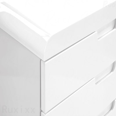 Glossy White Laminate Contemporary Rolling File Cabinet With Storage Drawers & Printer Stand