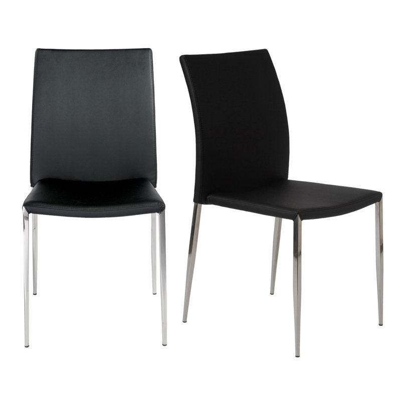 Chaise d'appoint en cuir Jemaya, Noir