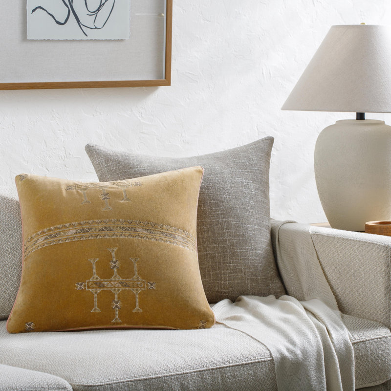 Veola Cotton Throw Pillow, Copper, Polyester/Polyfill, 18" x 18"