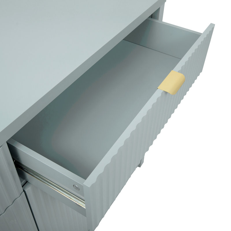 Lateasa Fluted Sideboard with Drawers, Doors & Adjustable Shelves, Cyan