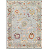 Oushak Hand Knotted Wool Oriental Area Rug in Blue / Green
