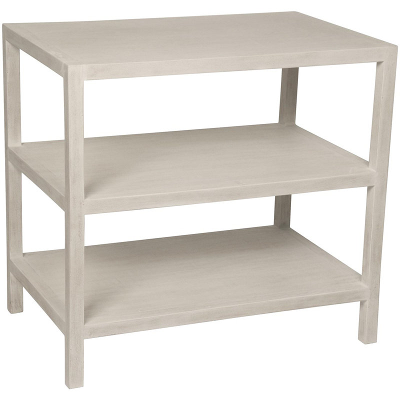 White Washed Solid Wood Rectangular End Table