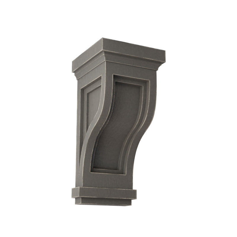 Corbel décoration rétro en bois encastré traditionnel, H 10 po x l 4,75 po x P 5 po, Gris patiné