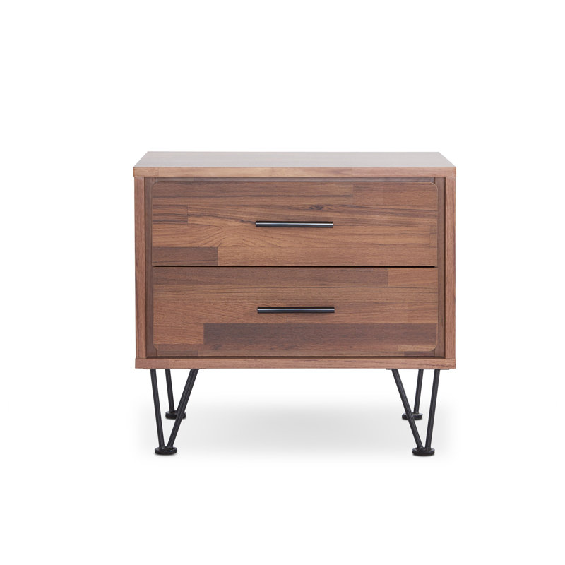 Table d'appoint Deoss Deoss, Bois brun foncé, Noir