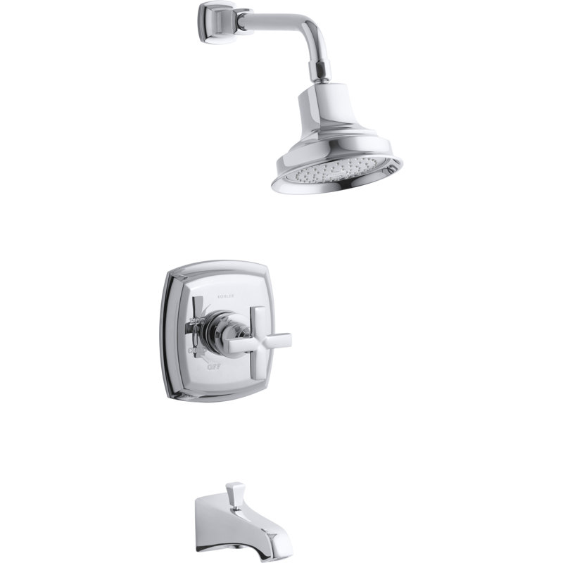 Margaux Tub and Shower Faucet, Polished Chrome, Cross