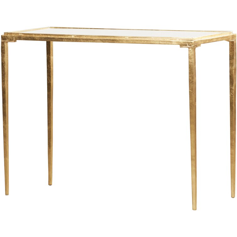 Oxendine Glass Top Cross Legs End Table Mercer41 Color: Gold / Clear