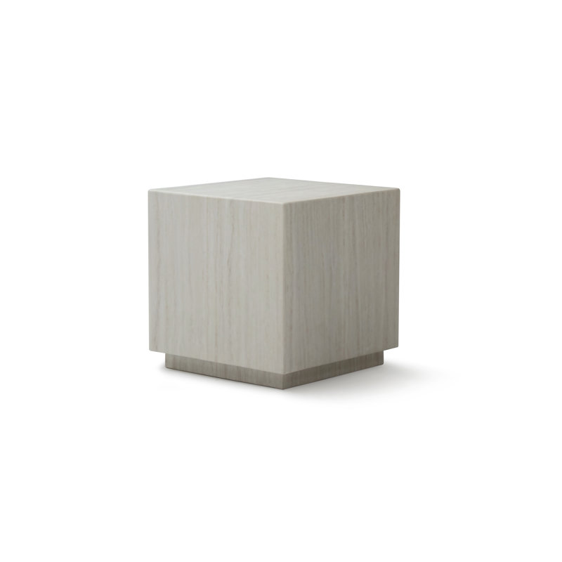 20" Beige Marble Square Block End Table