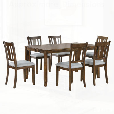 Modern 7-Piece Dining Table Set with 6 Upholstered Chairs, Wooden Rectangular Dining Table for Comfort and Style