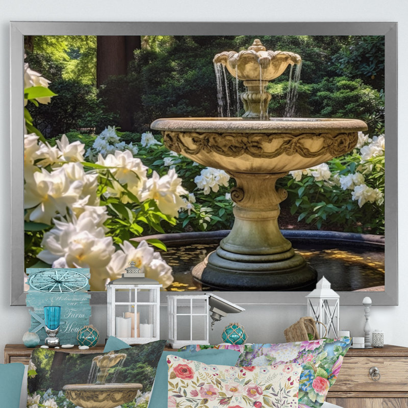 Floral Architecture Serene II - Floral Wall Art Living Room, H 24 po x l 32 po x P 1 po, Cadre photo argenté
