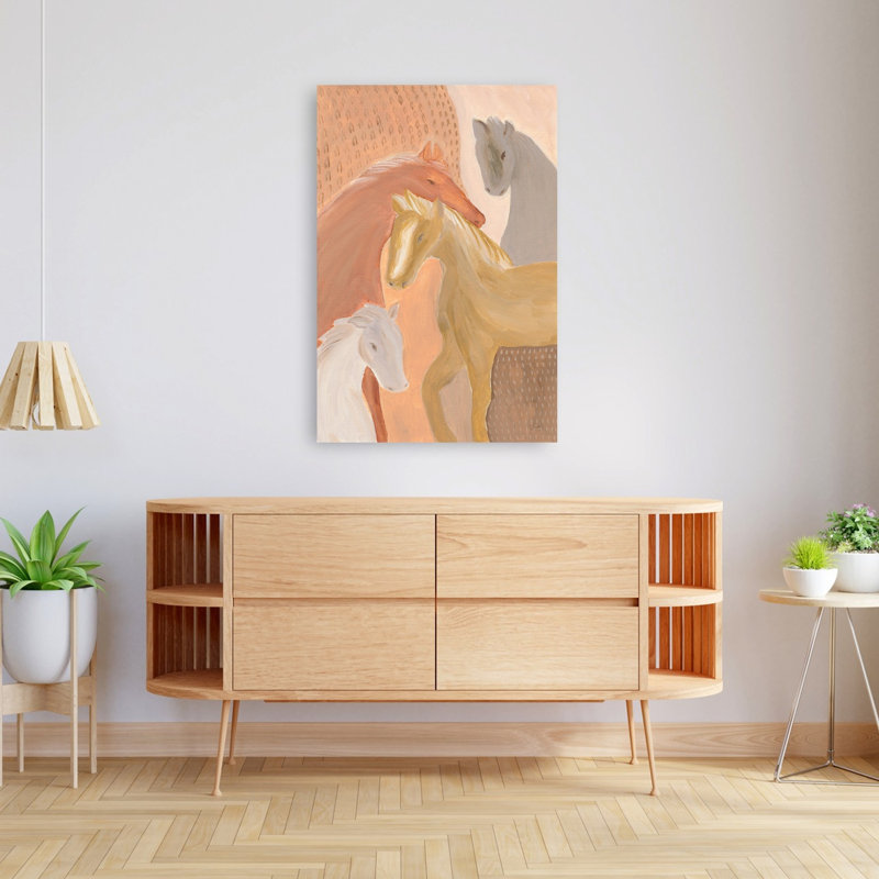 «Dustborn Stallions II», reproduction d'art murale cheval contemporain, 48" H x 32" W