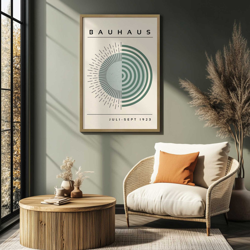 Imprimé Bauhaus Echoing Rays, H 15,25 po x l 12,25 po, Cadre photo simple en zinc patiné
