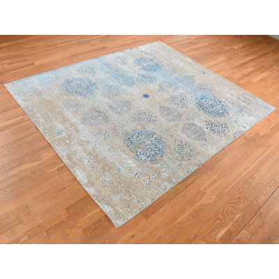 8'1" x 9'9" New Hand Knotted Brown Wool & Silk Rectangle Oriental Rug - MOA10287054