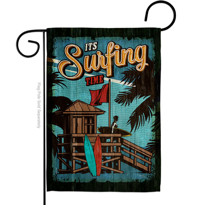 Drapeau de jardin en polyester 18,5 po x 13 po Surfing Time Garden
