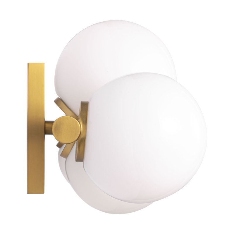 Sean Lavin Altair Bathroom Bedroom Wall Fixture With Milk Shade, Burnished Brass, 6.5" H x 32" W x 5.25" D, 7 Lights