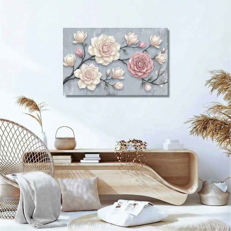 Art floral, art mural sur toile, ensemble de 1, H 18 po x l 24 po, Toile tendue