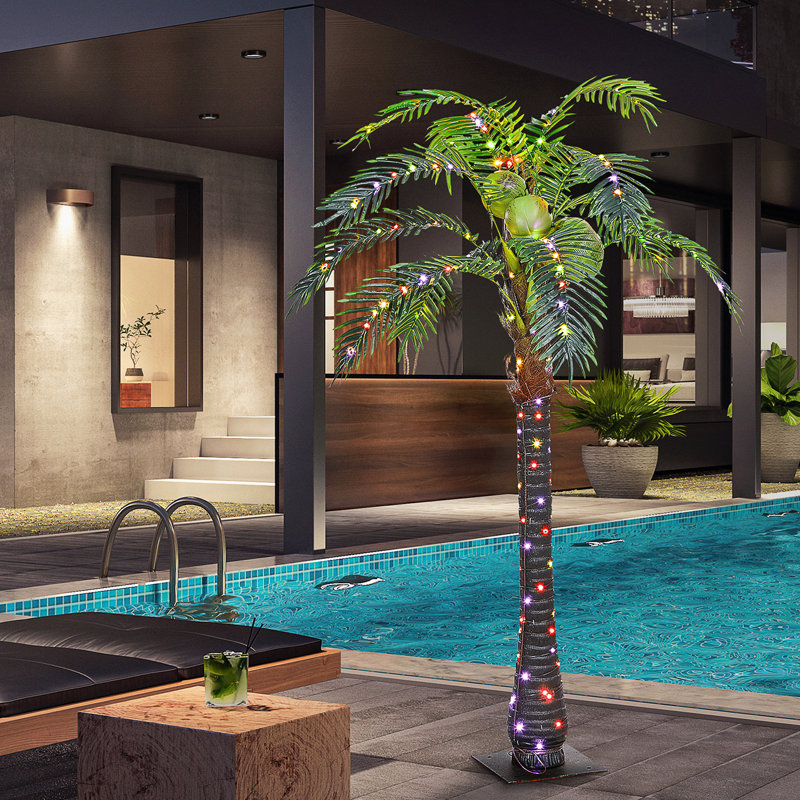 Artificial Lighted Palm Tree With 3 Coconuts, 200 LED Light