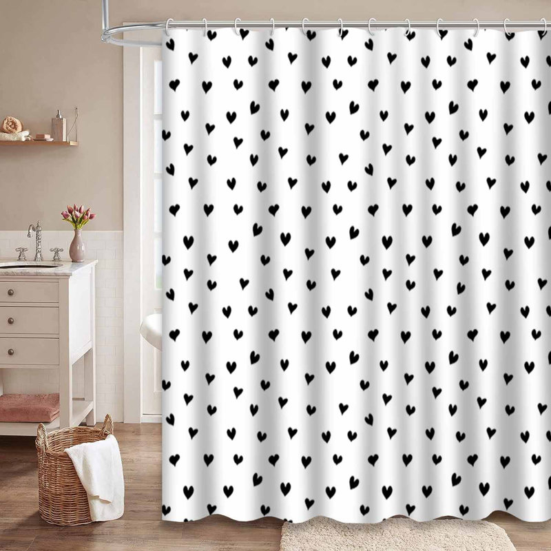 Rideau de douche avec 12 crochets Hearts, L 72 po x l 72 po