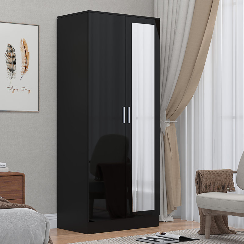 Osbourne 2 Door Wardrobe, Black Oak/Gloss Black
