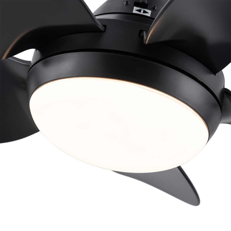 Small-CF 30''  5 - Blade LED Standard Ceiling Fan with Remote Control and Light Kit Included, Black