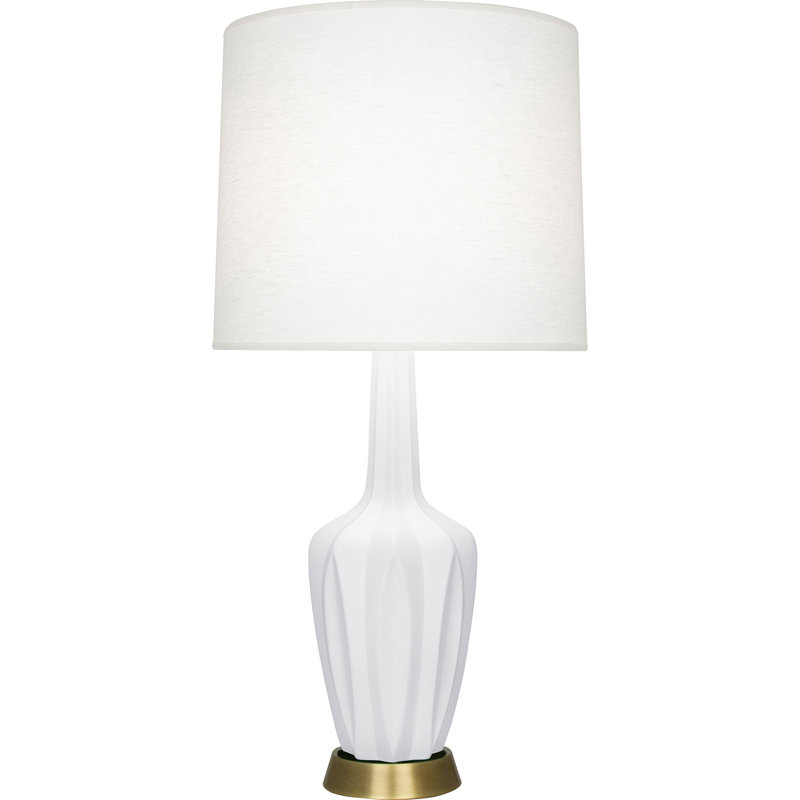 Petite lampe d'appoint Emma, H 34,25 po x l 7,38 po x P 15 po, Marguerite mate émaillée, Céramique / métal