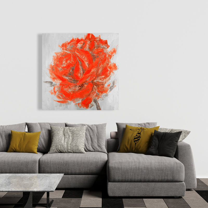 Abstrait rose - toile de chambre grise pour la maison | Reproduction d'art