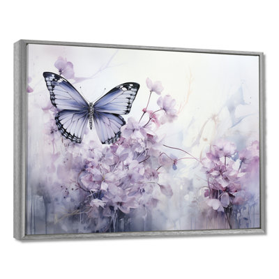 «Mauve papillon enchanté, vol I», art sur toile papillon