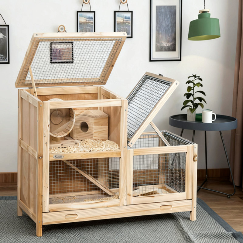 Cage à hamster en bois à 2 niveaux