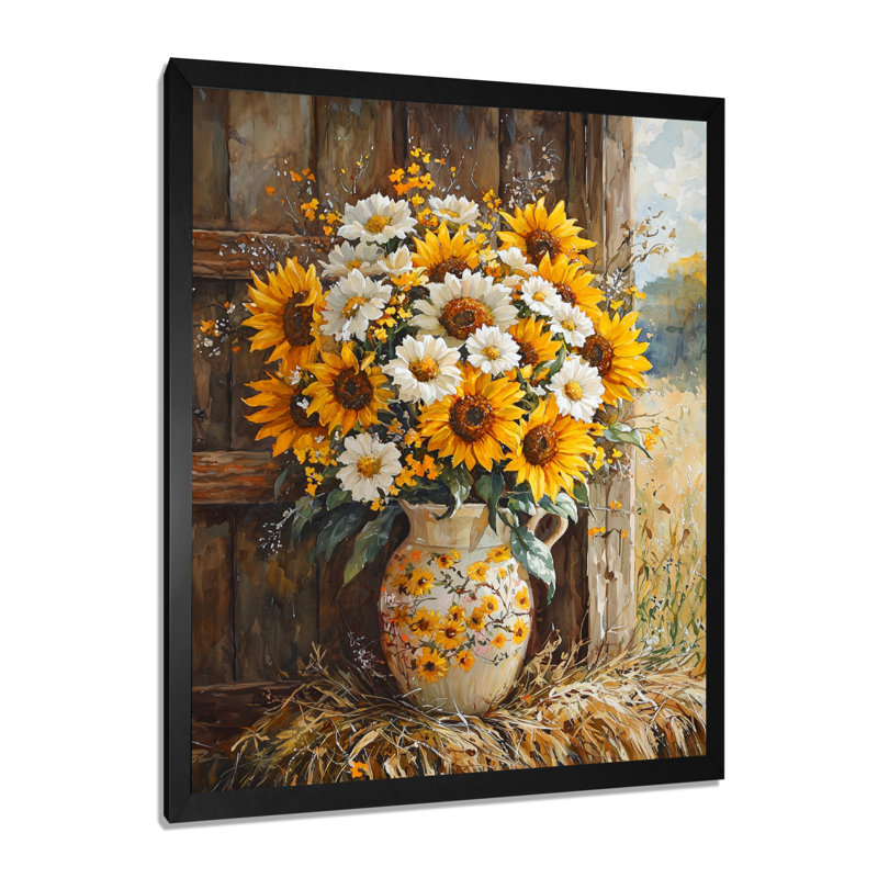 Donie - Floral Canvas Prints, Noir, H 20 po x l 12 po, Reproduction encadrée d'une seule photo
