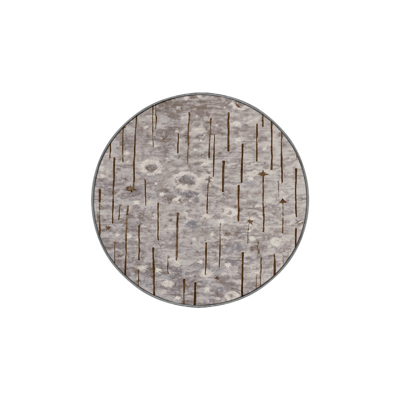 Tapis gris soyeux et moelleux, Rond 5 pi