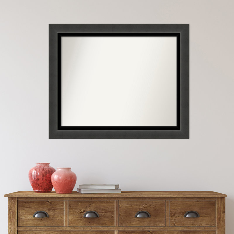 Tuxedo Black Bathroom Vanity Non-Beveled Wall Mirror, 27" x 33"