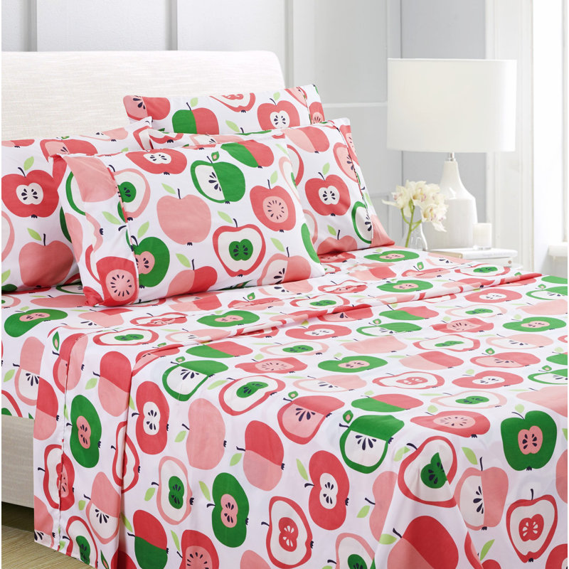 Microfiber Geometric Sheet Set, Queen Sheet Set + 1 Fitted Sheet + 4 Pillowcases