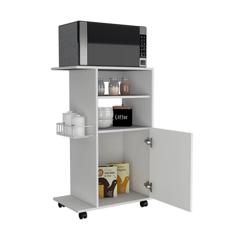 Versatile Kitchen Cart Kryot with Single Door Cabinet and Four Casters for Efficient Storage