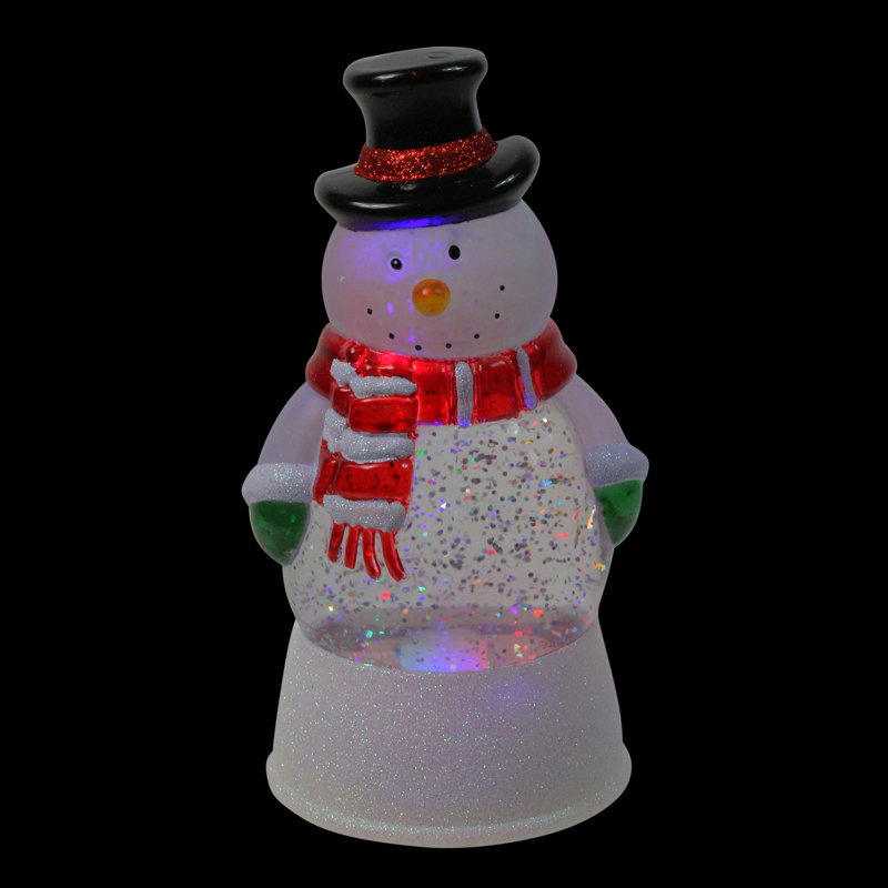Dôme de neige scintillant à DEL changeant de couleur en forme de bonhomme de neige de Noël 7,5 po