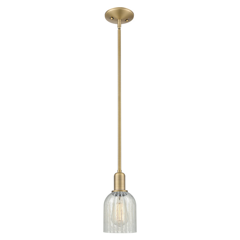 Arcadia - Caledonia - Mini-luminaire suspendu avec tige 5 po 1 lumière, Mouchette, Brushed Brass