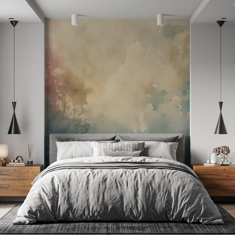 Aquarelle murale ciel éthéré, L 108 po x l 96 po
