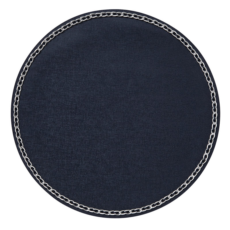 Vinyl Embroidered Round Placemat, Navy