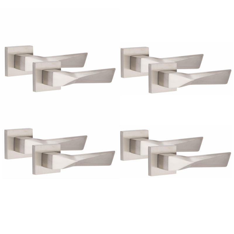 4 Pairs Modern Aura Premium Design Door Handles on Square Rose