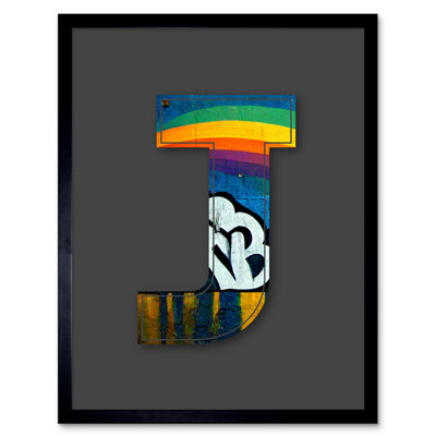 Letter J Pride Rainbow - Single Picture Frame Print