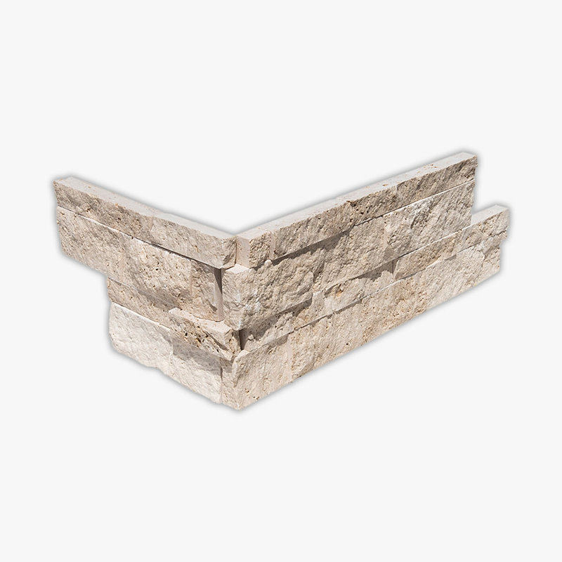 Corner for Noce Travertine Splitface 6x24 Interlocking 3-Dimensional Travertine Ledger Panel, Brown
