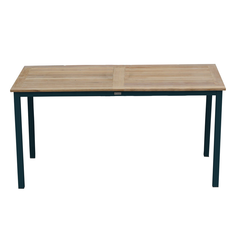SoHo Rectangle Teak Aluminum Outdoor Dining Table, 29.5" H x 72" W x 36" D, Black